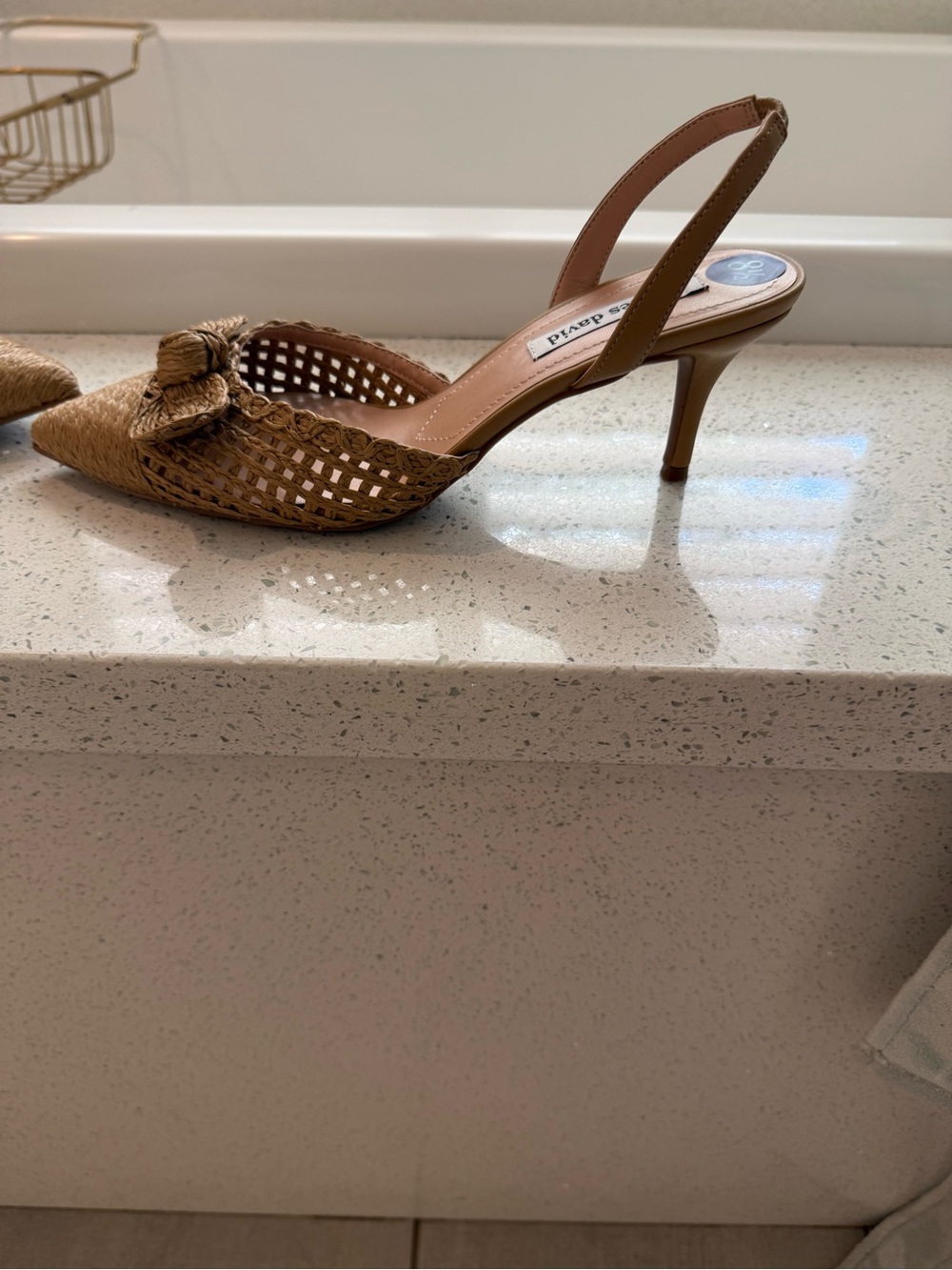 Woven Slingback Kitten Heel - Tan